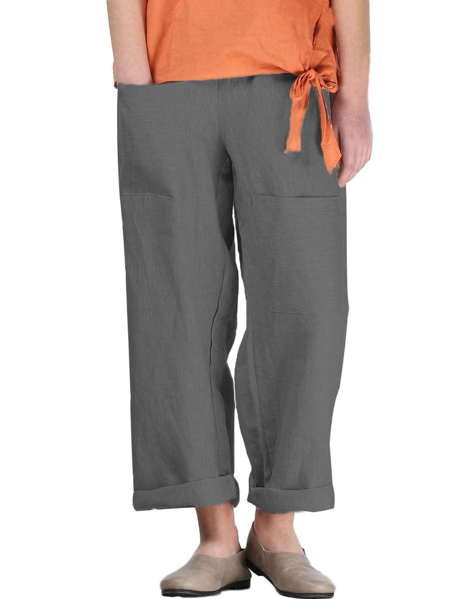 Women's Casual 100% Linen Pant w/Unique Pockets