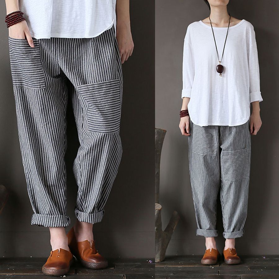Linen Pants Women Tall Summer Oversized Linen Trousers High Rise Tapered  Comfy Harem Pants with Pockets, Coffee, Medium : : Clothing, Shoes  & Accessories