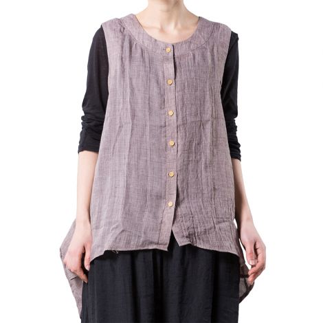 Button Down Vest Sleeveless Blouse