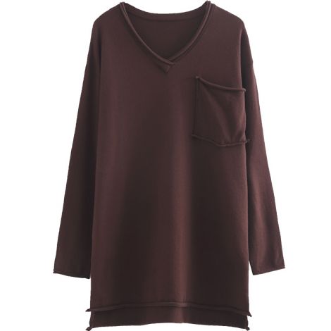Women's V-Neck Tops Long Sleeve Tunic Cotton T-Shirt