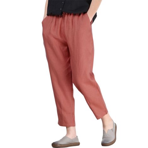 Linen Ankle Pants Capris Cropped Tapered Trousers