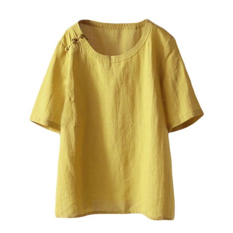 Retro Chinese Frog Button Cotton Linen Tops