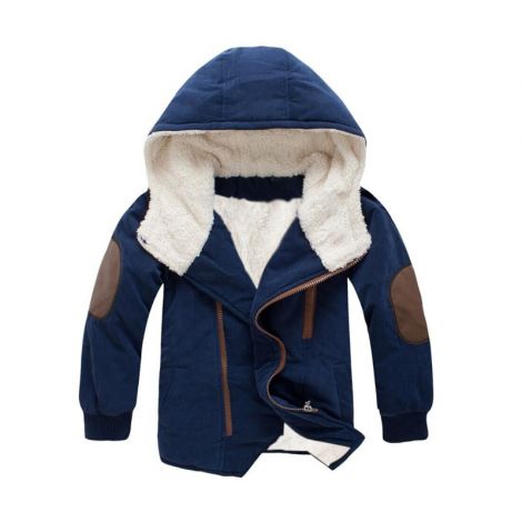 Boy's Cotton-Padded Parka Jacket Hooded Fleece Coat