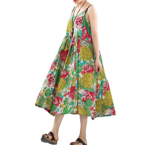 Summer Floral Beach Dresses Sleeveless