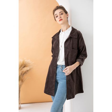 Women's Corduroy Shirt Coats Long Sleeve Button Down Blouses