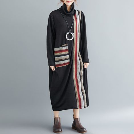 Women's Knit Sweater Dress Cowl Neck Long Pullovers