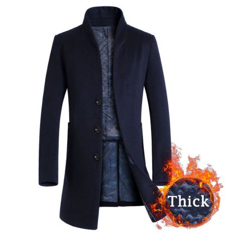 Trench Coat Long Wool Blend Fleece Jacket Overcoat