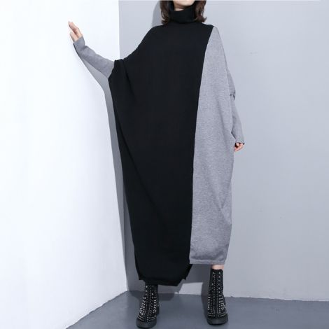 Plus Size Baggy Knitted Maxi Dress Turtleneck Rob
