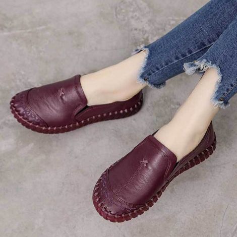 Step-in Embroidery Handmade Driving Slippers Loafer