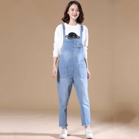 Casual Denim Bib Cropped Overalls Pant Jeans Jumpsuits