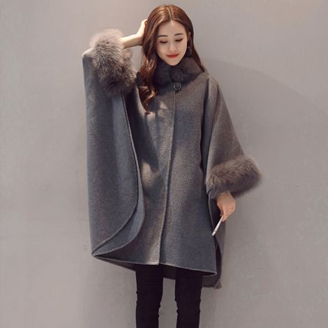 Women's Open Front Cardigans Long Sleeve Woolen Jacket Coat