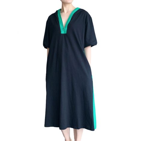 Short Sleeve Sweatshirt Dress With Zip Hood