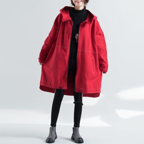 Plus Size Trenchcoat Lightweight Knee Long Hoodie