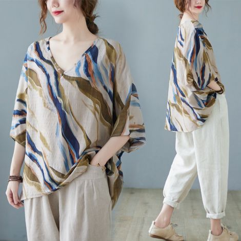 New summer linen and cotton ladies' tops