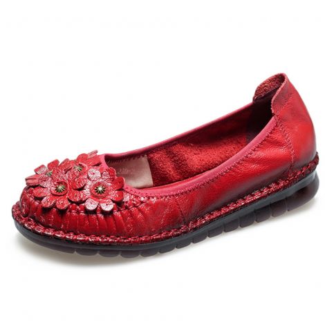 Vintage Handmade Weave Casual Flat Leather Shoes Slip on