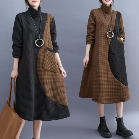 Women Turtleneck Long Sleever Dress